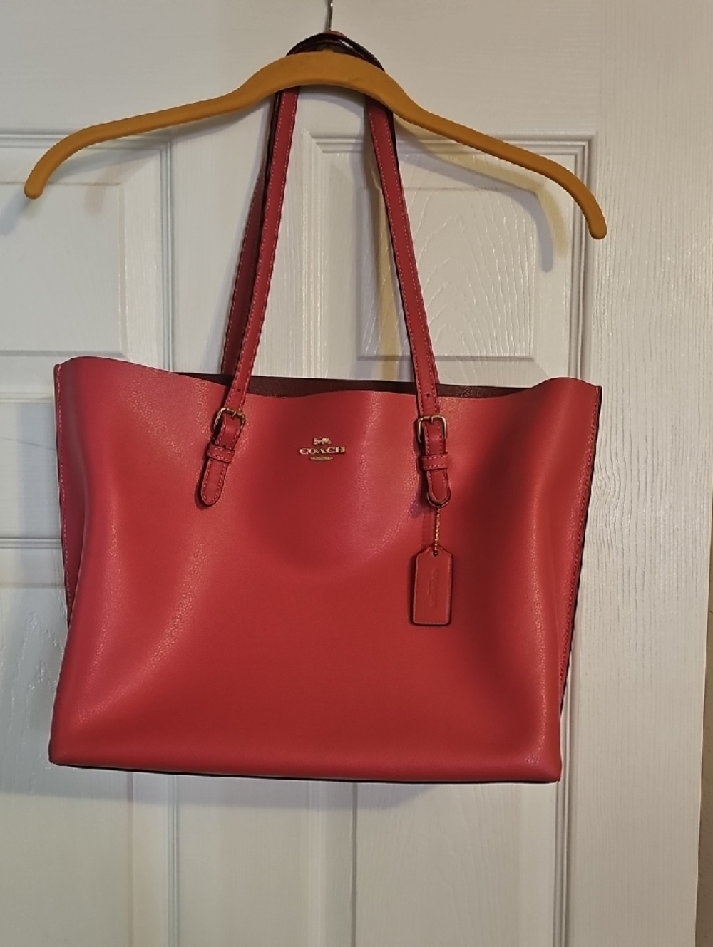 Coach Coral Pink Leather Tote with Hanging Tag